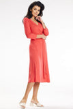 Chic Midi Dress with Fitted Top and Overlapping Skirt