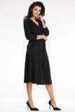 Elegant Midi Dress with Fitted Top and Overlapping Hem
