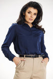 Elegant Long Sleeve Shirt with Decorative Pocket and Cuffs