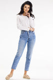 Long Sleeve Tied Casual Blouse with Button Closure & Pocket