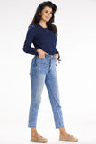 Long Sleeve Tied Casual Blouse with Button Closure & Pocket