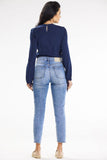 Long Sleeve Tied Casual Blouse with Button Closure & Pocket