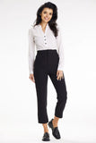 Fitted Long Sleeve Blouse with Heart Neckline and Button Cuffs