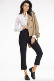 Fitted Long Sleeve Blouse with Heart Neckline and Button Cuffs