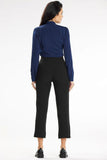 Fitted Long Sleeve Blouse with Heart Neckline & Pleat Detail