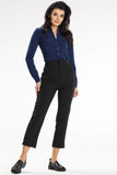 Fitted Long Sleeve Blouse with Heart Neckline & Pleat Detail