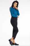 Fitted Long Sleeve Blouse with Heart Neckline & Button Cuffs
