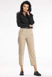 Fitted Long Sleeve Blouse with Heart Neckline and Button Cuffs