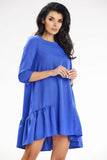 Summer Trapeze Mini Dress with 3/4 Sleeves and Pockets