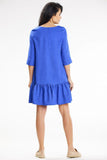 Summer Trapeze Mini Dress with 3/4 Sleeves and Pockets