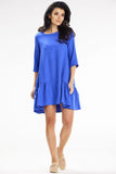 Summer Trapeze Mini Dress with 3/4 Sleeves and Pockets
