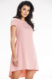 Asymmetrical Trapeze Dress with Pleated Back Detail