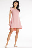 Asymmetrical Trapeze Dress with Pleated Back Detail