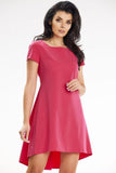 Asymmetrical Trapeze Mini Dress with Pleated Back Details