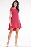 Asymmetrical Trapeze Mini Dress with Pleated Back Details