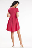 Asymmetrical Trapeze Mini Dress with Pleated Back Details