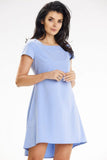 Asymmetrical Mini Trapeze Dress with Pleated Back Detail