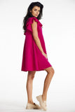 Charming Mini Dress with Trapeze Cut and Frilled Shoulders
