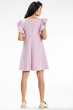 Charming Mini Dress with Trapeze Cut and Frilled Shoulders