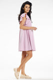 Charming Mini Dress with Trapeze Cut and Frilled Shoulders