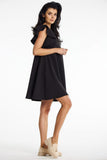 Charming Mini Dress with Frilled Shoulders and Trapeze Cut