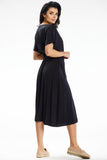 Flared Midi Dress with Envelope Top and Kimono Sleeves