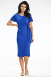Heart Neckline Midi Dress with Asymmetrical Front Binding