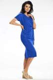 Heart Neckline Midi Dress with Asymmetrical Front Binding