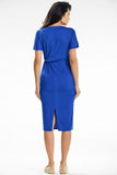 Heart Neckline Midi Dress with Asymmetrical Front Binding