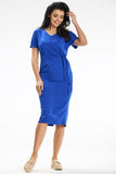 Heart Neckline Midi Dress with Asymmetrical Front Binding