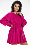 Versatile Mini Dress with Kimono Top and Cuffed Sleeves