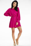 Versatile Mini Dress with Kimono Top and Cuffed Sleeves