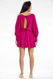 Versatile Mini Dress with Kimono Top and Cuffed Sleeves
