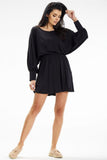 Versatile Kimono Top Mini Dress with Long Sleeves