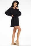 Versatile Kimono Top Mini Dress with Long Sleeves