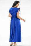 Summer Maxi Dress with Ruffled Shoulders and Belted Waist