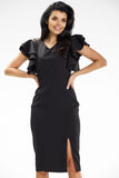 Elegant Midi Dress with Slit and Sweetheart Neckline