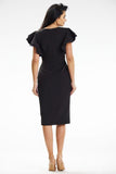 Elegant Midi Dress with Slit and Sweetheart Neckline