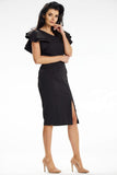 Elegant Midi Dress with Slit and Sweetheart Neckline