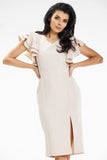 Elegant Midi Dress with Slit and Sweetheart Neckline