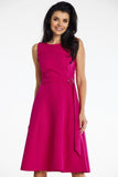 Elegant Strapless Midi Dress with Fitted Top and Flared Skirt