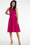 Elegant Strapless Midi Dress with Fitted Top and Flared Skirt