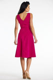 Elegant Strapless Midi Dress with Fitted Top and Flared Skirt