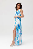 Elegant Chiffon Maxi Dress with Cutout Back and Slit