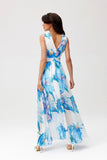 Elegant Chiffon Maxi Dress with Cutout Back and Slit