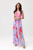 Elegant Chiffon Maxi Dress with Cutout Back and Slit