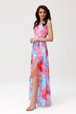 Elegant Chiffon Maxi Dress with Cutout Back and Slit