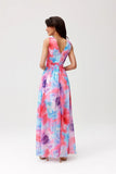 Elegant Chiffon Maxi Dress with Cutout Back and Slit