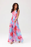 Elegant Chiffon Maxi Dress with Cutout Back and Slit