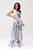 Elegant Chiffon Maxi Dress with Cutout Back and Slit